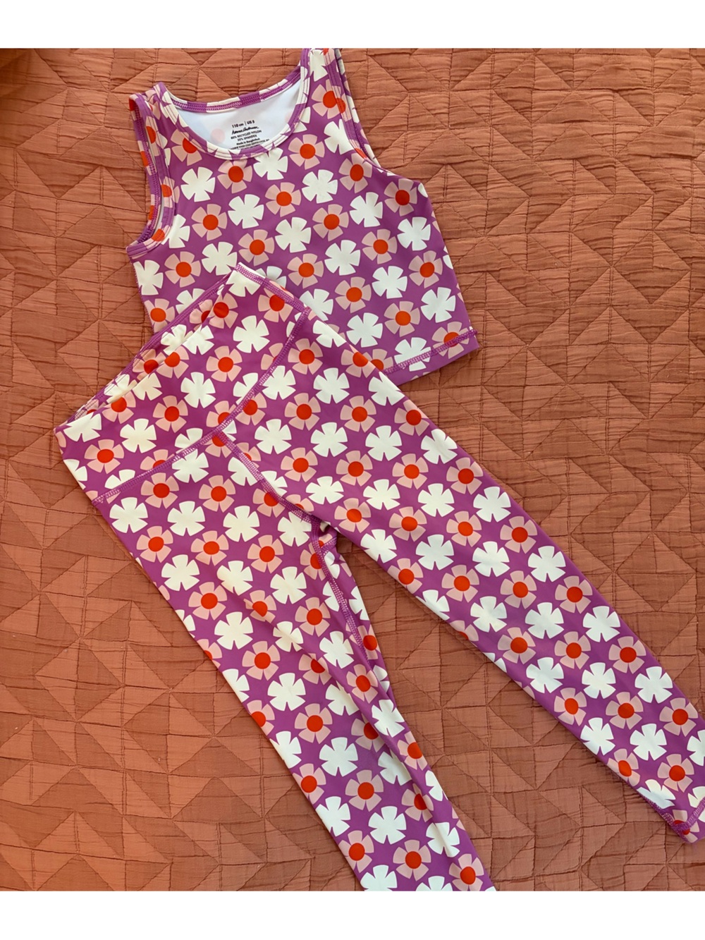 Hanna Andersson Size 5 Purple Floral Nylon 2 Piece Set